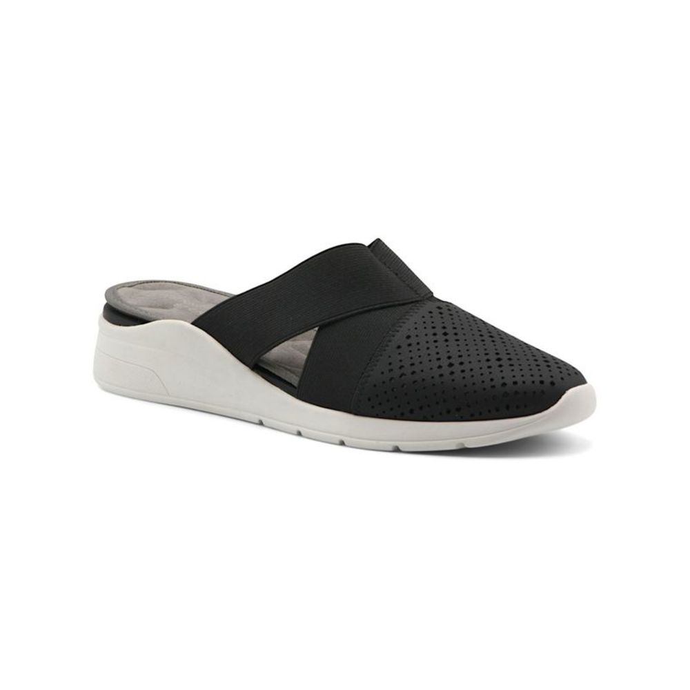 ADRIENNE VITTADINI SPORT Womens Black Sneaker Sole Kyle Wedge Slip On Mules 6